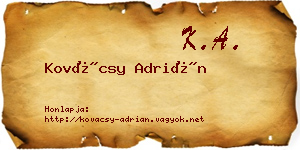 Kovácsy Adrián névjegykártya